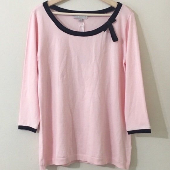 Carolyn Taylor Pink Velvet Bow & Trim Sweater - Picture 8 of 8